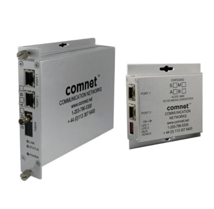 Comnet CNFE2002M1BPoEHO/M | 2Tx To 1 Fx Small Size 100Mbps Media Converter (B), ST Connector, Ac/Dc Power, Multimode, 1 Fiber, 48V PoE, Power Supply Not Included