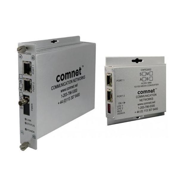 Comnet CNFE2002S1BPOE/HO/M | 2 Channel 10/100 Mbps Ethernet Electrical To Optical Media Converter