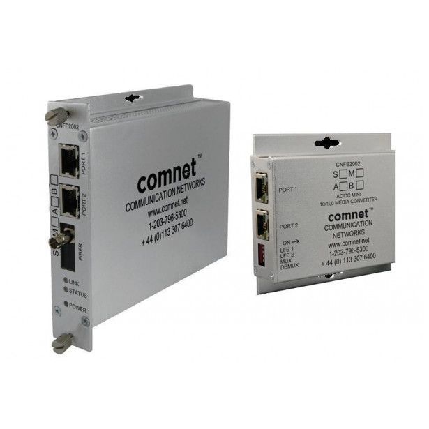 Comnet CNFE2004M1APoEHO/M | 2Tx To 1 Fx Small Size 100 Mbps Media Converter (A), SC Connector, Ac/Dc Power, Multimode, 1 Fiber, 48V PoE, Power Supply Not Included