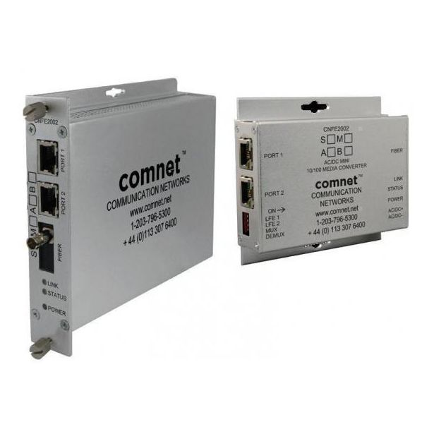 Comnet CNFE2004M1BPoEHO/M | 2Tx To 1 Fx Small Size 100 Mbps Media Converter (B), SC Connector, Ac/Dc Power, Multimode, 1 Fiber, 48V PoE, Power Supply Not Included