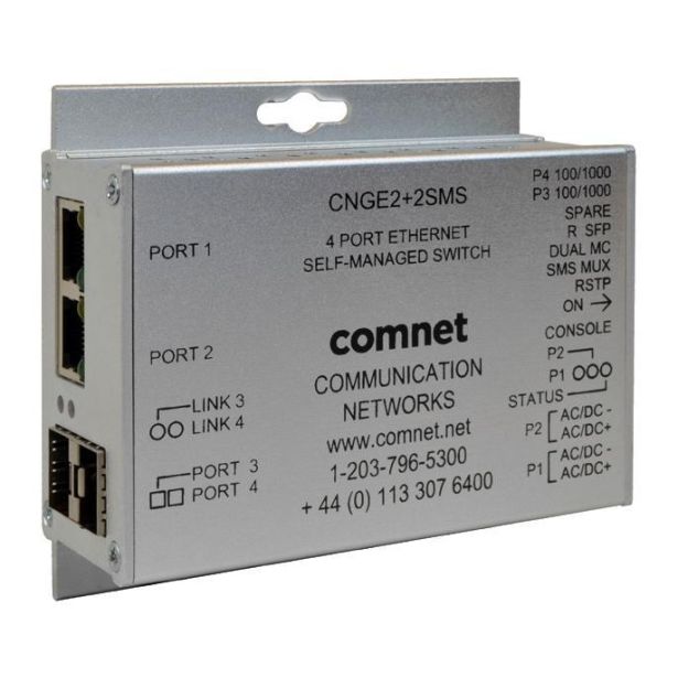Comnet CNGE2+2SMSPOE | 4 Port Gigabit Ethernet Self-Managed Switch, PoE