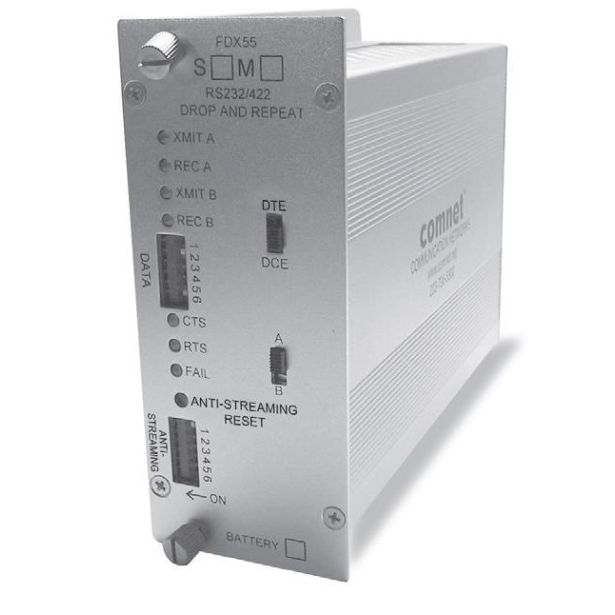 Comnet FDX55M2E | RS232/422, DB25 Repeater, MM, 1 Fiber