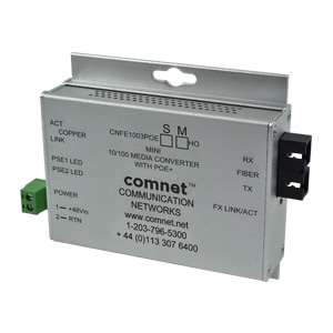 Comnet CNFESFPMCPOE30/M | Industrially Hardened 100Mbps Media Converter with 48V PoE, Mini, SFP Required, 30W