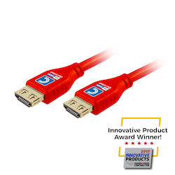 Comprehensive Connectivity MHD18G-12PROREDA | MicroFlex Pro AV/IT 4K60 18G HDMI Cable with ProGrip, Active, Deep Red, 10ft
