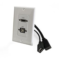 Comprehensive Connectivity WPD-HUB1-AW | Single Gang Wall Plate with HDMI and USB-B 2.0 Pass-Through, Pigtail, White