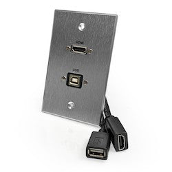 Comprehensive Connectivity WPPT-HUB1-AC | HDMI and USB-B 2.0 Single Gang Wall Plate with Pigtail, Aluminum