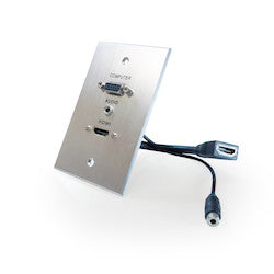 Comprehensive Connectivity WPPT-HVA1-AC | Wall Plate Pass-Through, HDMI, VGA, 3.5mm Audio, Single-Gang, Aluminum with Pigtails