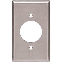 Cooper Wiring Devices 93111 | Wallplate, 1-Gang, Single Power Outlet, 1.594" Hole, Standard Size, Stainless Steel