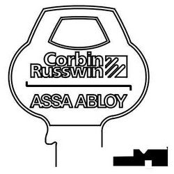 Corbin Russwin 57B1-6PIN-10 | Door Lock Key Blank, Cylinder, Single-Section, Standard, 6-Pin, X-Class Bitting, Coined Logo Bow