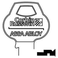 Corbin Russwin 57B2-6PIN-10 | Door Lock Key Blank, Cylinder, Single-Section, Standard, 6-Pin, X-Class Bitting, Coined Logo Bow