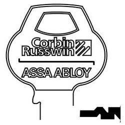 Corbin Russwin 59A2-6PIN-10 | Door Lock Key Blank, Cylinder, Single-Section, Standard, 6-Pin, Z-Class Bitting, Coined Logo Bow