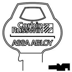 Corbin Russwin 77B2-6PIN-10 | Door Lock Key Blank, Cylinder, Single-Section, Standard, 6-Pin, X-Class Bitting, Coined Logo Bow