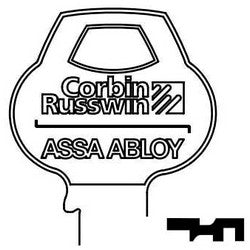 Corbin Russwin A1X12M-6PIN-10 | Door Lock Key Blank, All-Section, Standard, 6-Pin, 12 Keyway, A-Class Bitting, Coined Logo Bow