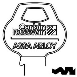 Corbin Russwin H2-6PIN-10 | Door Lock Key Blank, Cylinder, Single-Section, Standard, 6-Pin, DH-Class Bitting, Coined Logo Bow