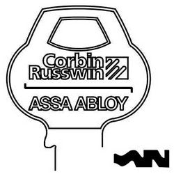 Corbin Russwin H3-6PIN-10 | Door Lock Key Blank, Cylinder, Single-Section, Standard, 6-Pin, DH-Class Bitting, Coined Logo Bow