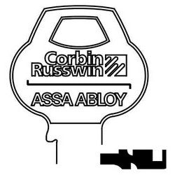 Corbin Russwin N1-6PIN-10 | Door Lock Key Blank, Obverse, Cylinder, Single-Section, Standard, 6-Pin, N-Class Bitting, Coined Logo Bow