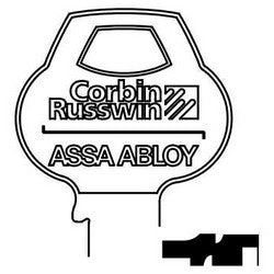 Corbin Russwin N16-6PIN-10 | Door Lock Key Blank, Reverse, Cylinder, Single-Section, Standard, 6-Pin, N-Class Bitting, Coined Logo Bow