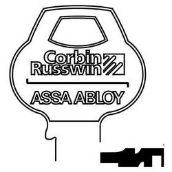 Corbin Russwin N18-6PIN-10 | Door Lock Key Blank, Reverse, Cylinder, Single-Section, Standard, 6-Pin, N-Class Bitting, Coined Logo Bow