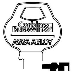Corbin Russwin N25-6PIN-10 | Door Lock Key Blank, Reverse, Cylinder, Single-Section, Standard, 6-Pin, N-Class Bitting, Coined Logo Bow