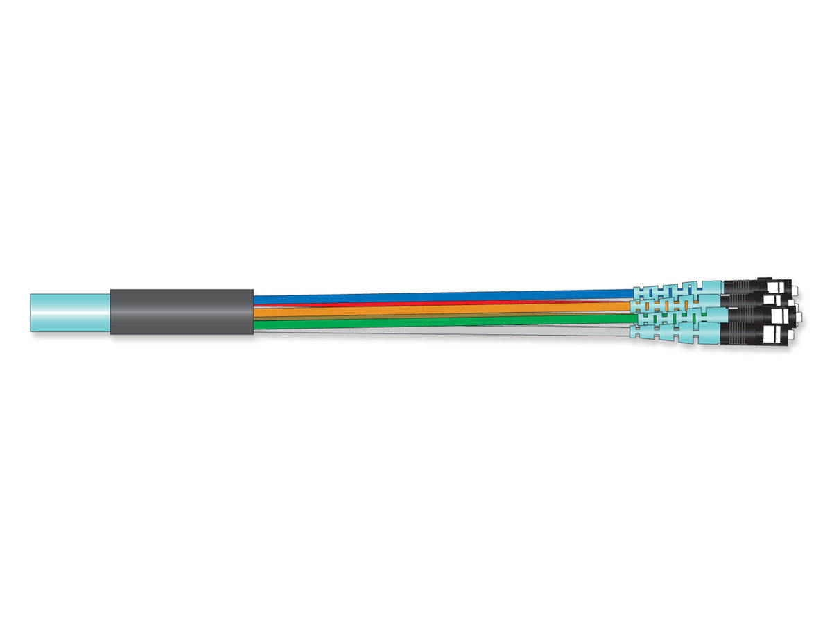Corning 000312T8120005M | Fiber Optic Jumper, 12 F, Pigtail to LC, MIC Cable, Riser, 2.0 mm legs