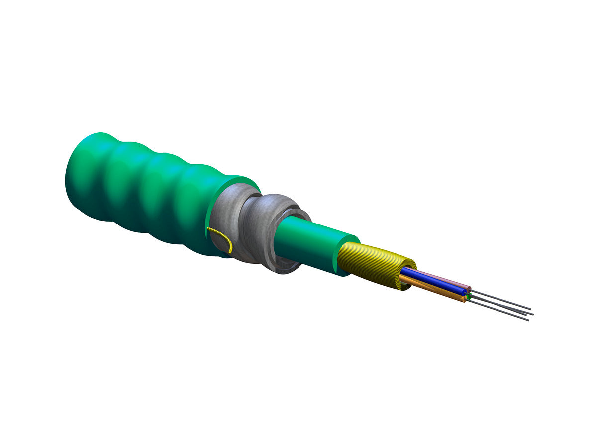 Corning 004T81-31180-A1 | MIC Tight-Buffered, Interlocking Armored Cable, Riser 4 F, 50 µm multimode (OM3)