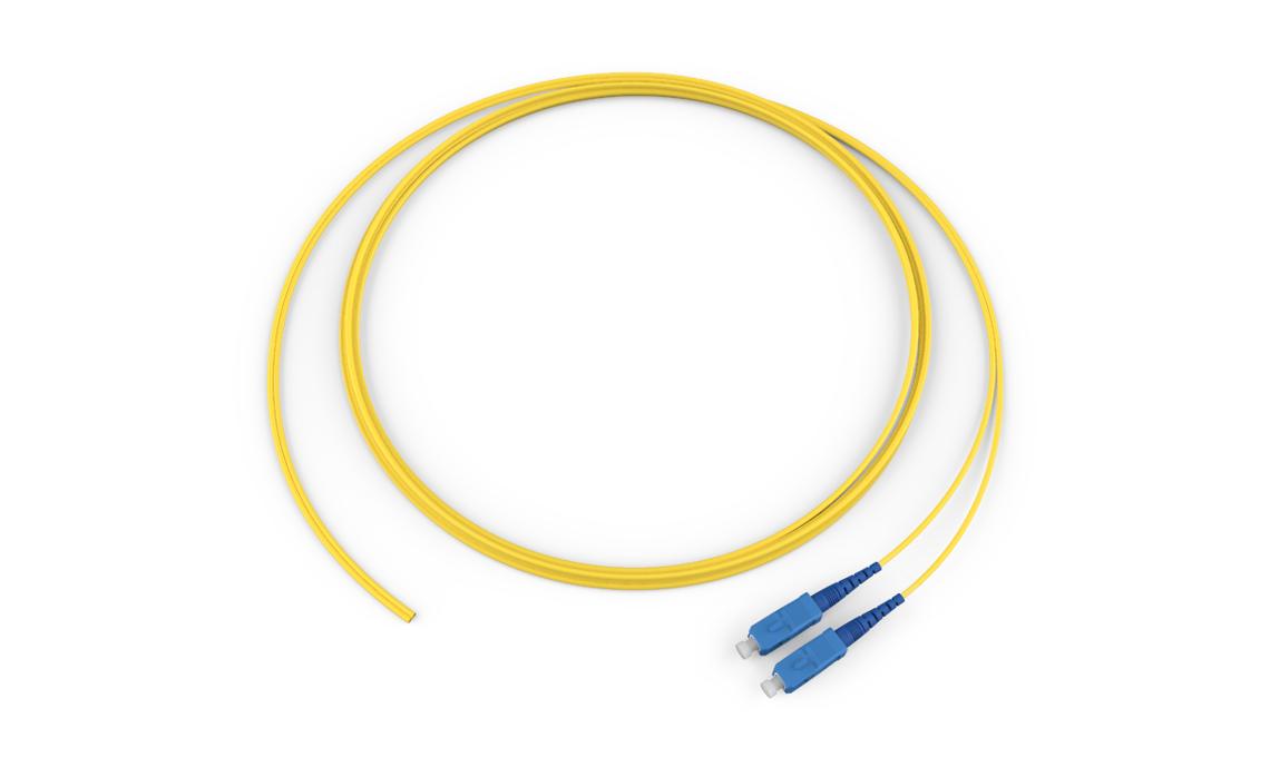 Corning 005802G5120001M | Standard Pigtail / Standard SCUPC Simplex SM, SMF Ultra, 2F, Zipcord Riser, Standard Yellow Jacket 1 Meters