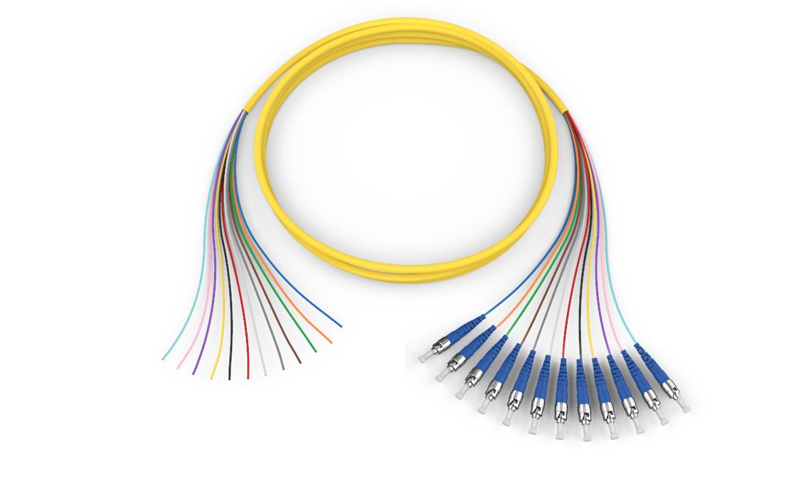 Corning 006112G8120003M | Standard Pigtail / Standard ST SM, SMF Ultra, 12F, MIC Riser, Standard Yellow Jacket 3 Meters