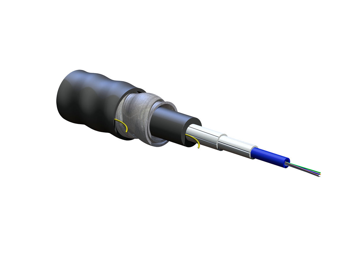Corning 006ESF-T4101DA1 | FREEDM LST Loose Tube, Gel-Free, Interlocking Armored Cable, Riser 6 F, Single-mode (OS2)