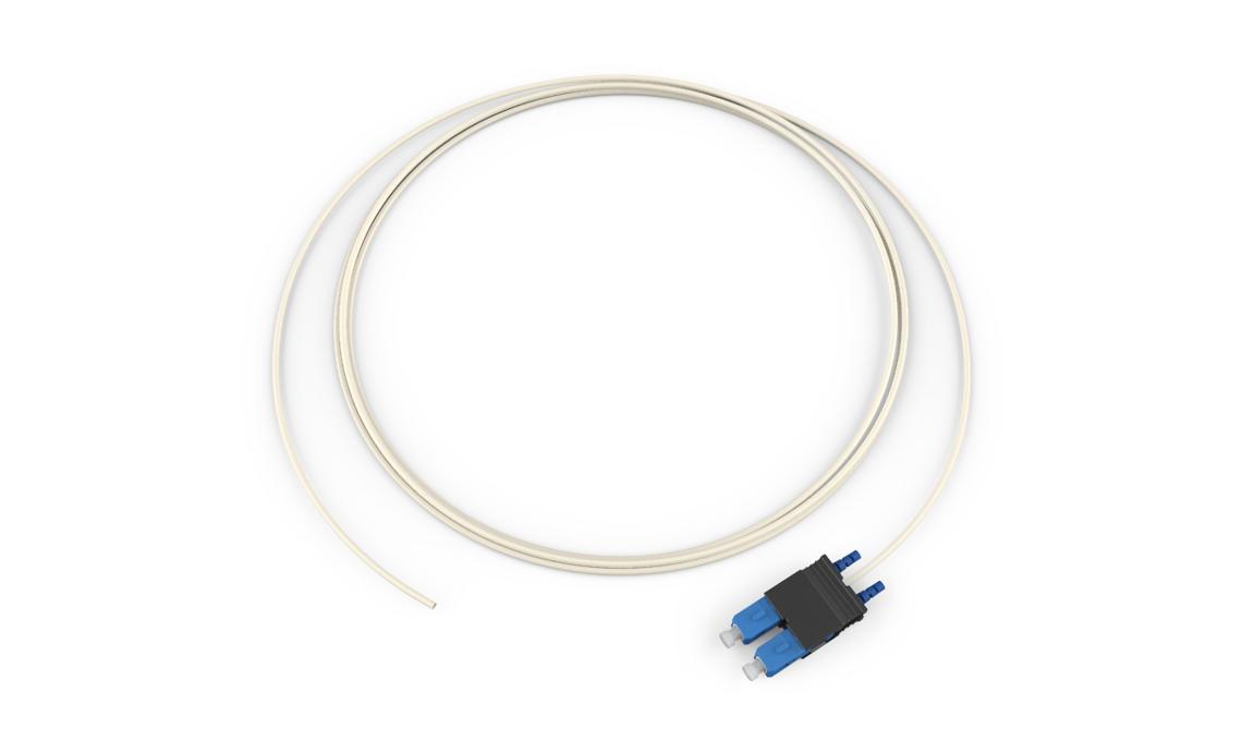 Corning 007212RJ131002M | Standard Pigtail / Standard SCUPC Duplex SM, SMF, 12F, Ribbon Interconnect Riser, Standard Yellow Jacket 2 Meters