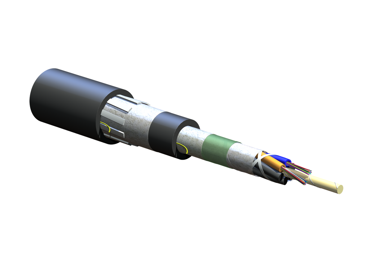 Corning 024EUL-T3601D2M | Mining and Petrochemical Tray-Rated, Loose Tube, Gel-Free Cable