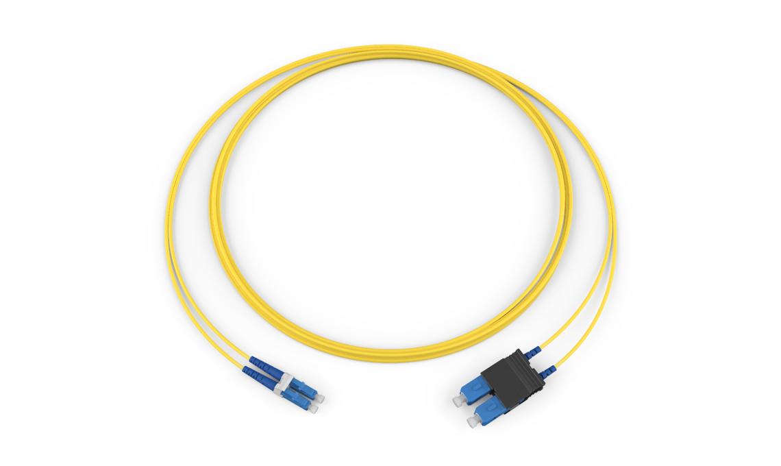 Corning 047202G5120010F | Standard LCUPC Duplex SM / Standard SCUPC Duplex SM, SMF Ultra, 2F, Zipcord Riser, Standard Yellow Jacket 10 Feet