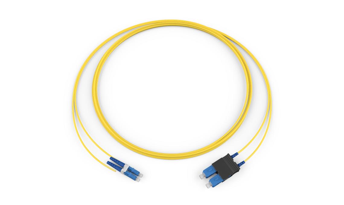 Corning 047202R5120030M | Standard LCUPC Duplex SM / Standard SCUPC Duplex SM, SMF, 2F, Zipcord Riser, Standard Yellow Jacket 30 Meters