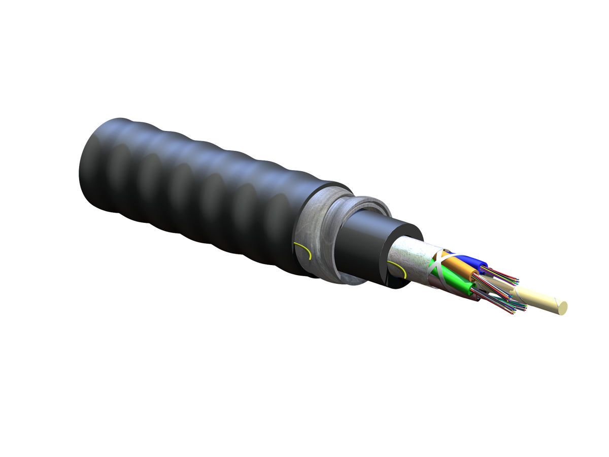 Corning 048EUF-T4101DA1 | FREEDM Loose Tube, Gel-Free, Interlocking Armored Cable, Riser