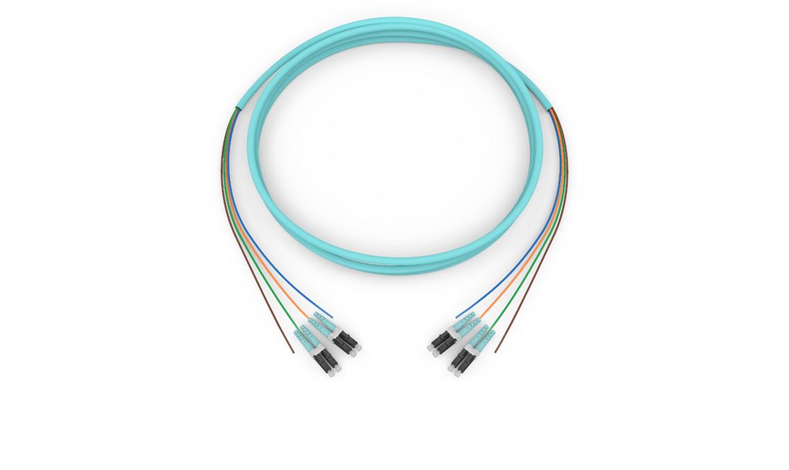 Corning 050504Q8120350F | Standard LC Duplex MM / Standard LC Duplex MM, OM4 50um, 4F, MIC Riser, Standard Aqua Jacket 350 Feet