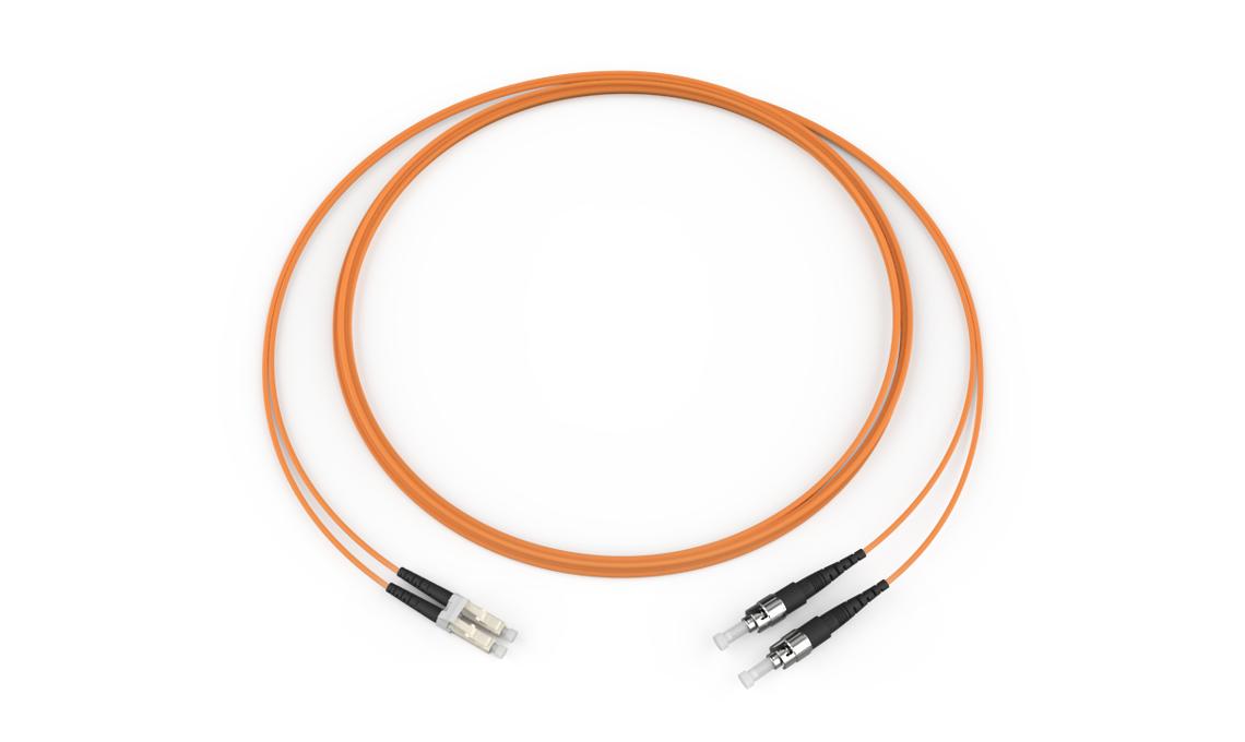 Corning 055002K5120010M | Standard LC Duplex MM / Standard ST MM, OM1 62.5um, 2F, Zipcord Riser, Standard Orange Jacket 10 Meters