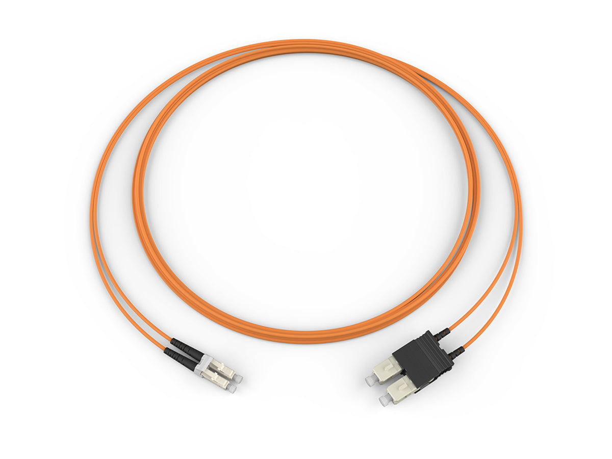 Corning 055702K5820003M | Fiber Optic Jumper, 2 F, LC Duplex to SC Duplex, Zipcord Cable, Plenum, 2.0 mm legs