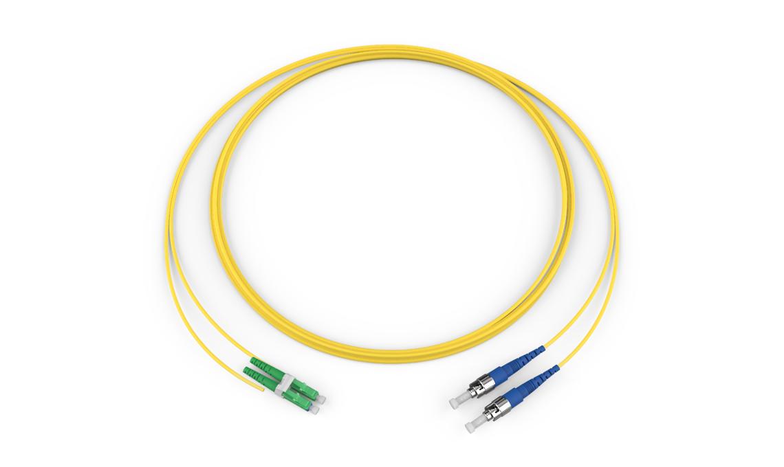 Corning 186102G5120001M | Standard LCAPC Duplex SM / Standard ST SM, SMF Ultra, 2F, Zipcord Riser, Standard Yellow Jacket 1 Meters
