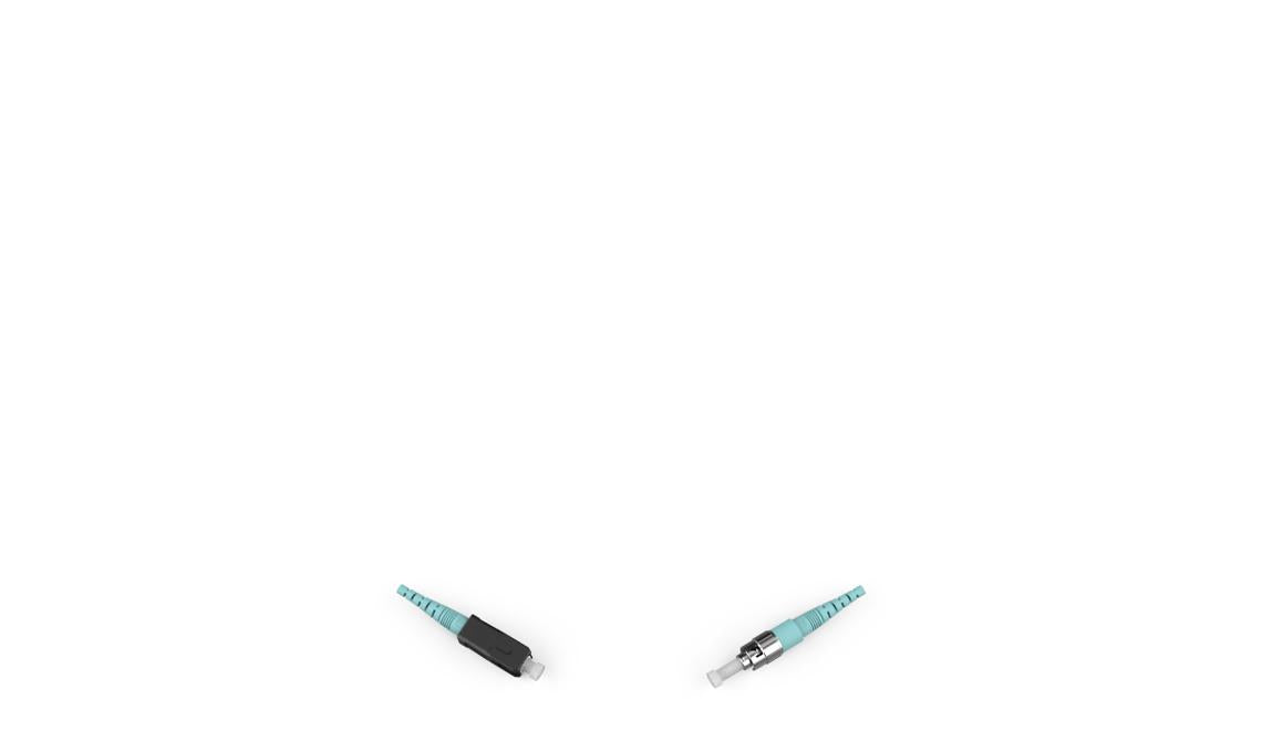 Corning 395001T2180002F | Standard SC Simplex MM / Standard ST MM, OM3 50um, 1F, Single Fiber Riser, Standard Aqua Jacket 2 Feet