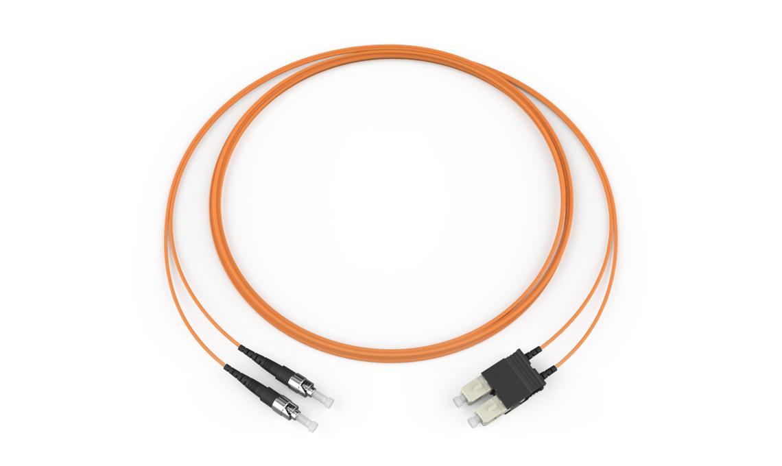 Corning 505702K5120010F | Standard ST MM / Standard SC Duplex MM, OM1 62.5um, 2F, Zipcord Riser, Standard Orange Jacket 10 Feet