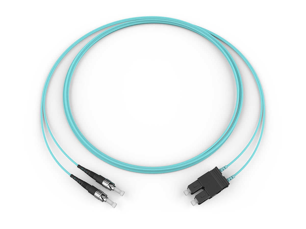 Corning 505702T5820005M | Fiber Optic Jumper, 2 F, ST compatible to SC Duplex, Zipcord Cable, Plenum, 2.0 mm legs Standard ST MM / Standard SC Duplex MM
