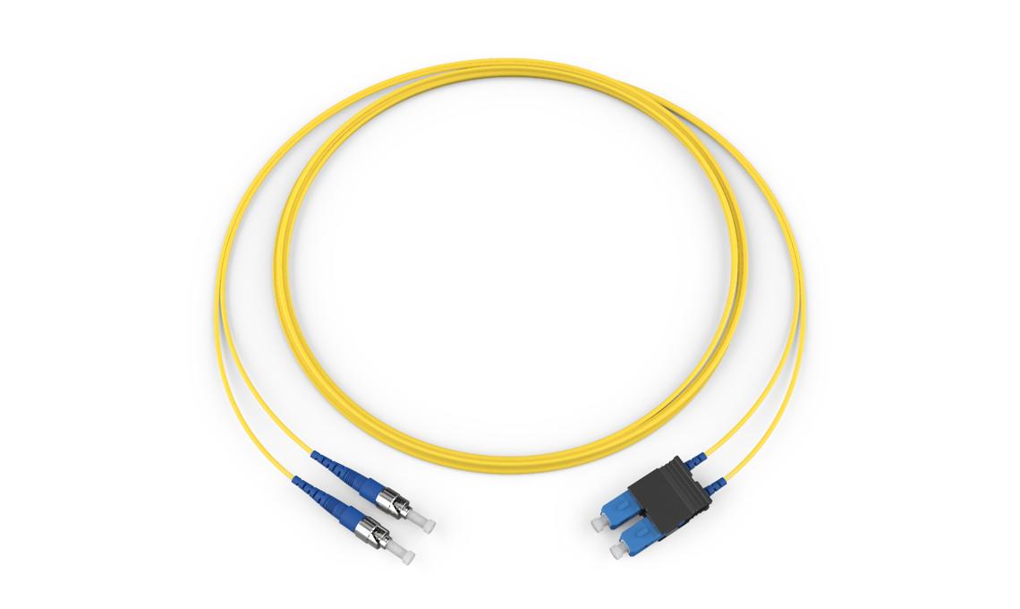 Corning 617202G5120002M | Standard ST SM / Standard SCUPC Duplex SM, SMF Ultra, 2F, Zipcord Riser, Standard Yellow Jacket 2 Meters
