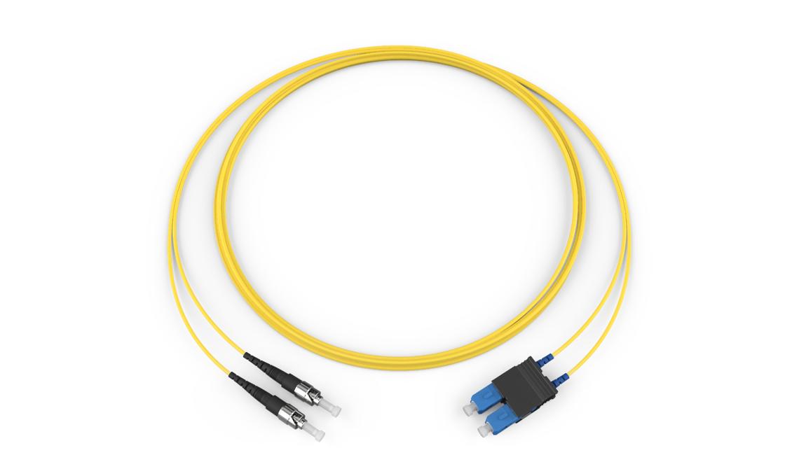 Corning 617202R5120002M | Standard ST SM / Standard SCUPC Duplex SM, SMF, 2F, Zipcord Riser, Standard Yellow Jacket 2 Meters