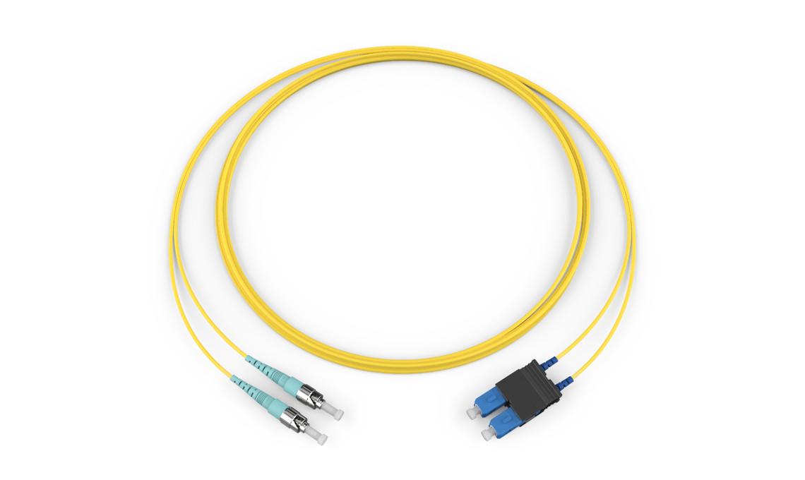 Corning 617202R5131002M | Standard ST SM / Standard SCUPC Duplex SM, SMF, 2F, Zipcord Riser, Standard Yellow Jacket 2 Meters