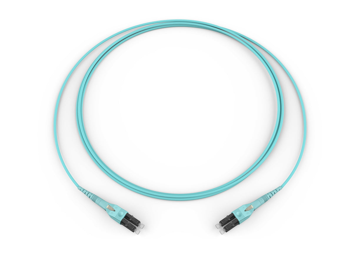 Corning 797902QD120006M | Edge Uniboot Jumper Standard LC Uniboot MM / Standard LC Uniboot MM, OM4 50um, 2F, DFX 250 Riser, Standard Aqua Jacket 6 Meters
