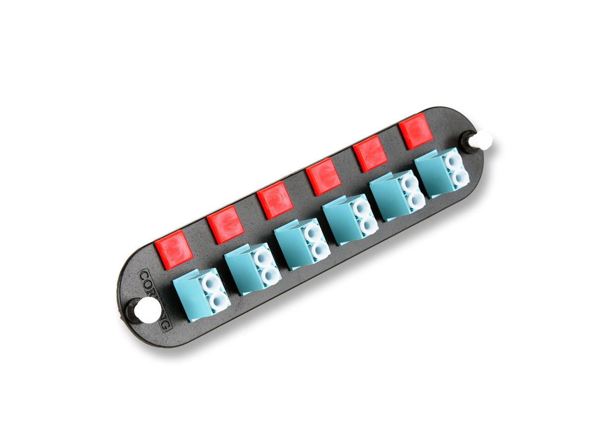 Corning CCH-CP12-KR | Closet Connector Housing (CCH) Panel, Keyed-Keyed LC Adapters (Keyed-Keyed) Duplex, 12 F, SM/MM, aqua
