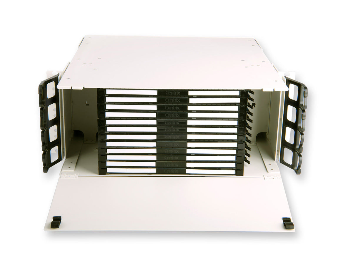 Corning CTX-E4U | Centrix System Enclosed Housing 4U Panel, 19 and 23 Rack Mount, accommodates 12 cassettes or modules