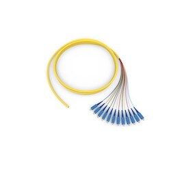 Corning 005812R81NF007M | Standard Pigtail / Standard SCUPC Simplex SM, SMF, 12F, MIC Riser, Standard Yellow Jacket 7 Meters