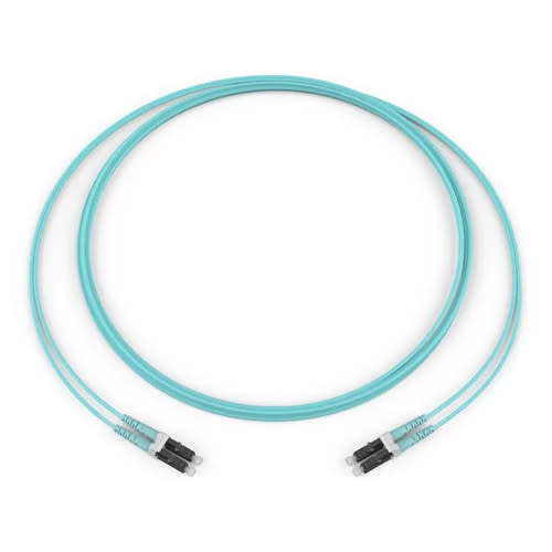 Corning 050502Q5120011M | Standard LC Duplex MM / Standard LC Duplex MM, OM4 50um, 2F, Zipcord Riser, Standard Aqua Jacket 11 Meters