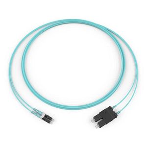 Corning 055702Q5120015M | Standard LC Duplex MM / Standard SC Duplex MM, OM4 50um, 2F, Zipcord Riser, Standard Aqua Jacket 15 Meters