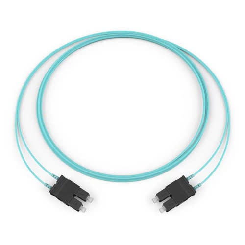Corning 575702T5820003M | Standard SC Duplex MM / Standard SC Duplex MM, OM3 50um, 2F, Zipcord Plenum, Standard Aqua Jacket 3 Meters